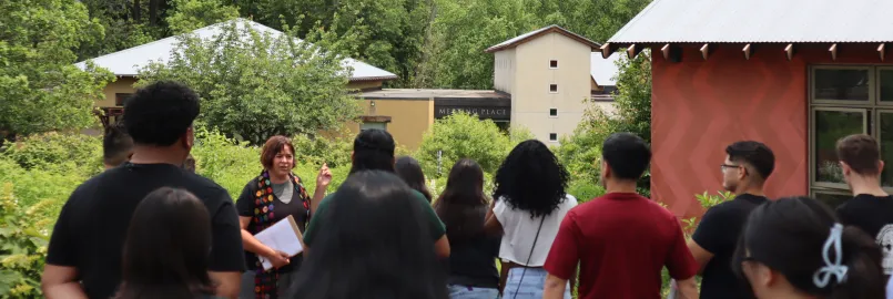 Young adults learn about native plants.