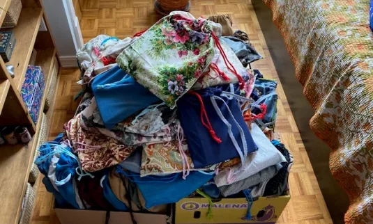 A box full of completed relief kits