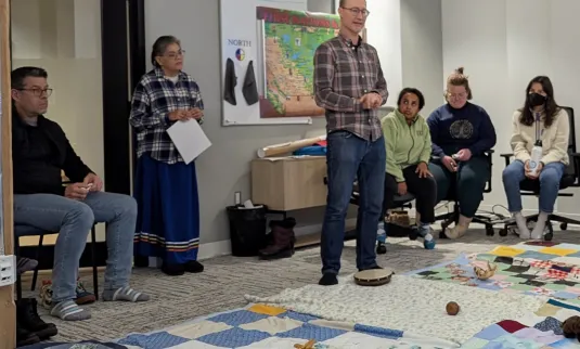 people participating in Kairos blanket exercise