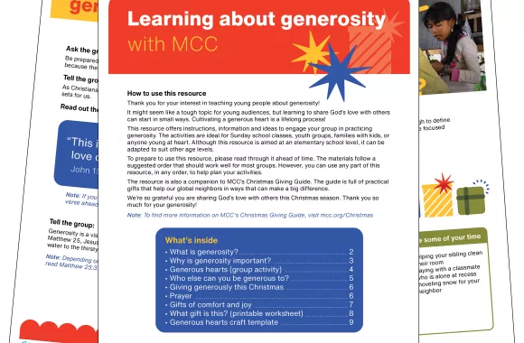 Screenshot of the generosity resource