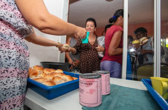 Canned meat being served