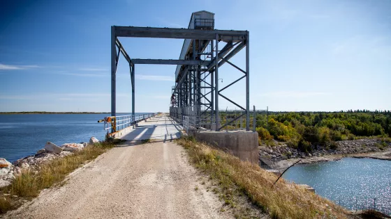 A bridge that crosses a dam