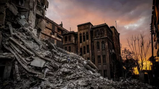 A crumbling building in Syria