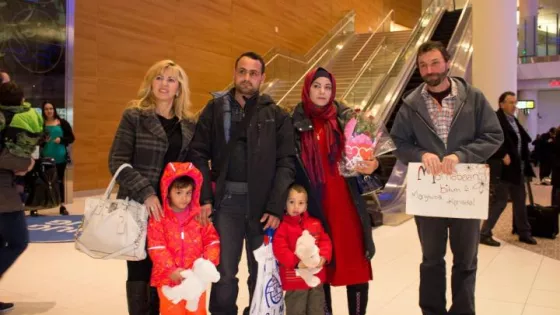 A group of people at an airport