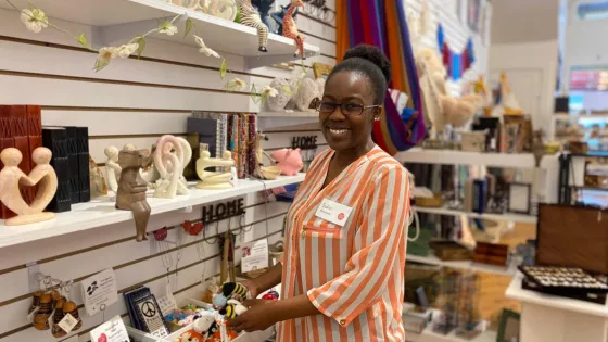 A woman working in a store