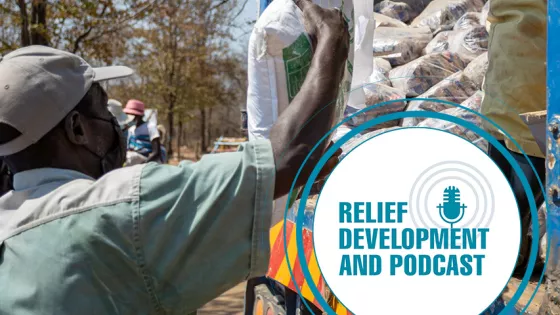 Unloading food from a truck in Zimbabwe