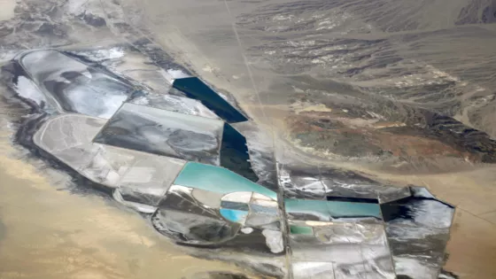 An aerial photo of a lithium mine