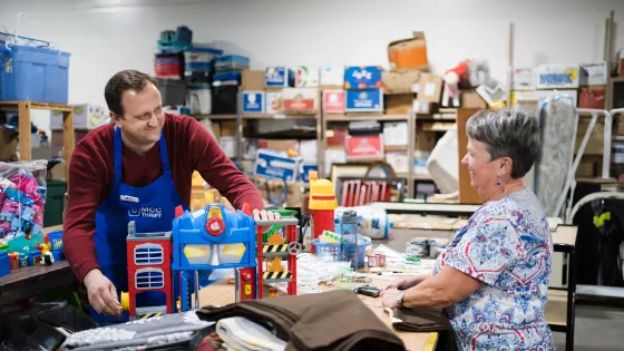Two Edmonton Thrift Volunteers enjoy their time together