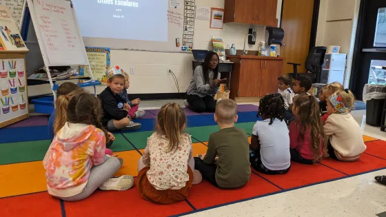 Woman teaching in a classroom