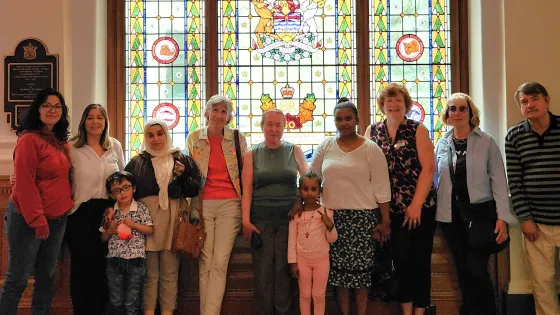 A group of New Foundations participants and volunteers at the BC Parliament building