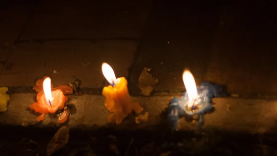 Candles on the ground