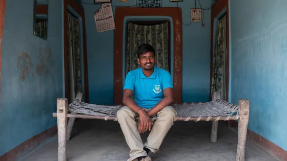 Rajendra Sah (31), a staff of SAHAS is in Jahada Rural Municipality-5, Morang, Nepal  on Tuesday, April 23, 2024. Rajendra was a formar participant of VTP, now he gives training to other participants.