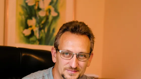 Portraits of Maxym Oliferovski, the director of MCC partner New Hope Center in Zaporizhzhia, Ukraine.