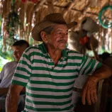 Eduardo Rodríguez at his home in San Jacinto, Vereda Brasilar, Colombia. Rodríguez has learned agroforestry techniques from Sembrandopaz that have helped him establish a thriving farm after being displaced as a result of the armed conflict in this region of Colombia.